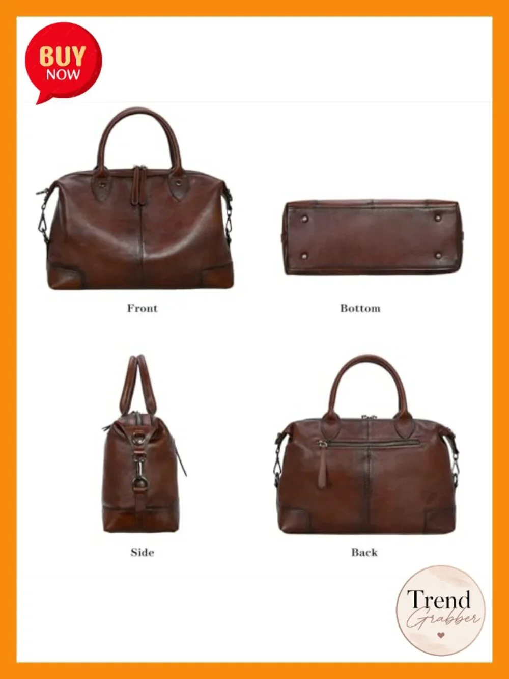 Genuine Leather Satchel Tote Bag Large Capacity Top Handle Handbag Vintage
